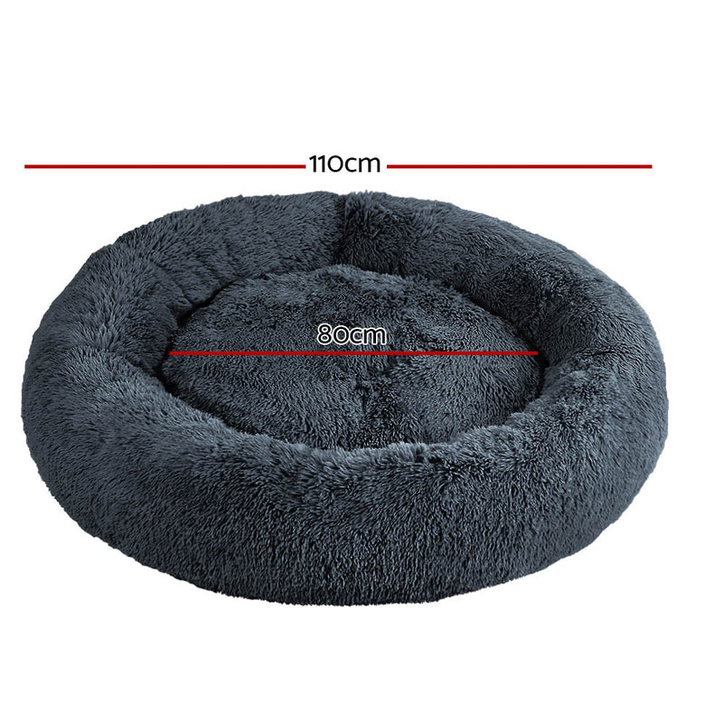i.Pet Pet Bed Dog Cat 110cm Calming Extra Large Soft Plush Dark Grey — image 2