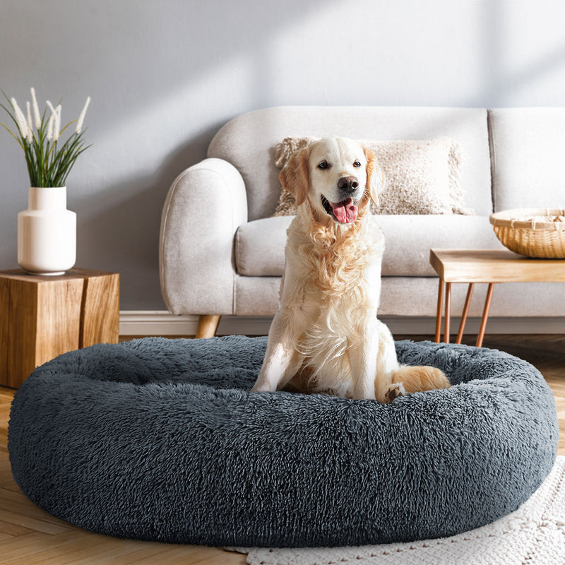 i.Pet Pet Bed Dog Cat 110cm Calming Extra Large Soft Plush Dark Grey — image 7