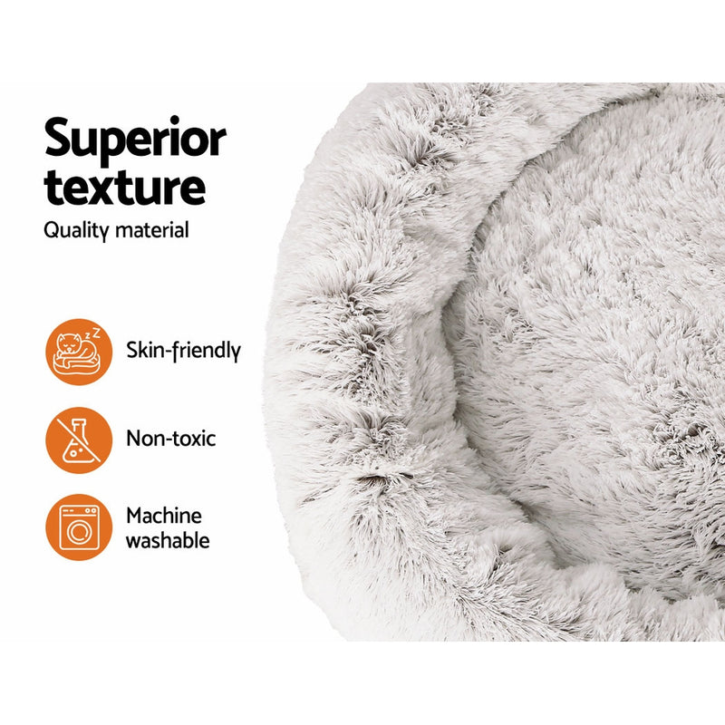 i.Pet Pet Bed Dog Cat 110cm Calming Extra Large Soft Plush White Brown — image 4