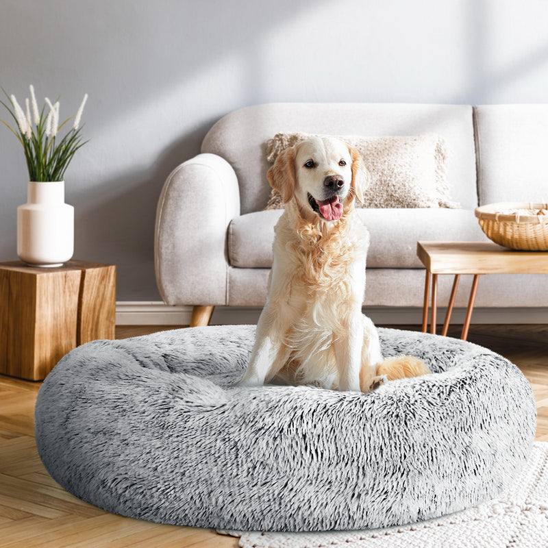 i.Pet Pet Bed Dog Cat 90cm Large Calming Soft Plush Light Charcoal — image 7