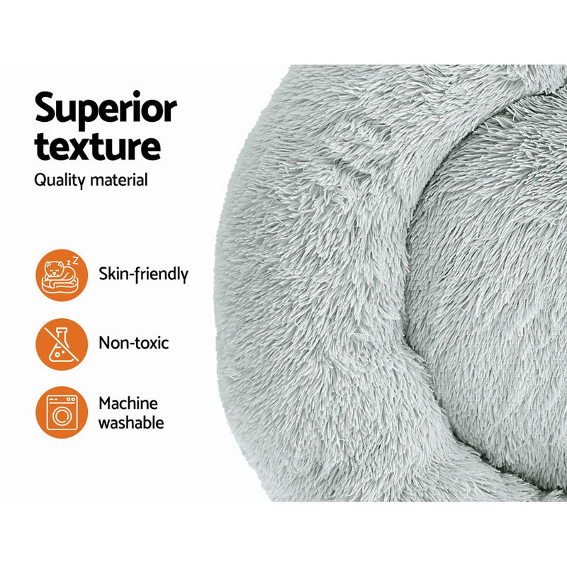 i.Pet Pet Bed Dog Cat 90cm Large Calming Soft Plush Light Grey — image 4