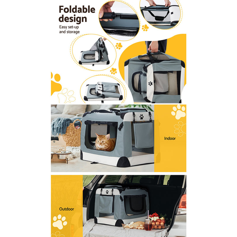 i.Pet Pet Carrier Soft Crate Dog Cat Travel 70x52CM Portable Foldable Car Large — image 7