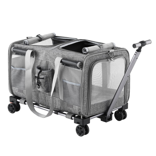 i.Pet Foldable Pet Travel Stroller with Swivel Wheels (Grey)