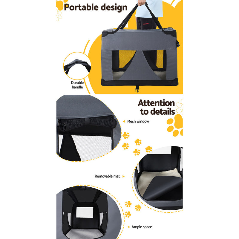 i.Pet Pet Carrier Soft Crate Dog Cat Travel 82x58CM Portable Foldable Car XL — image 6