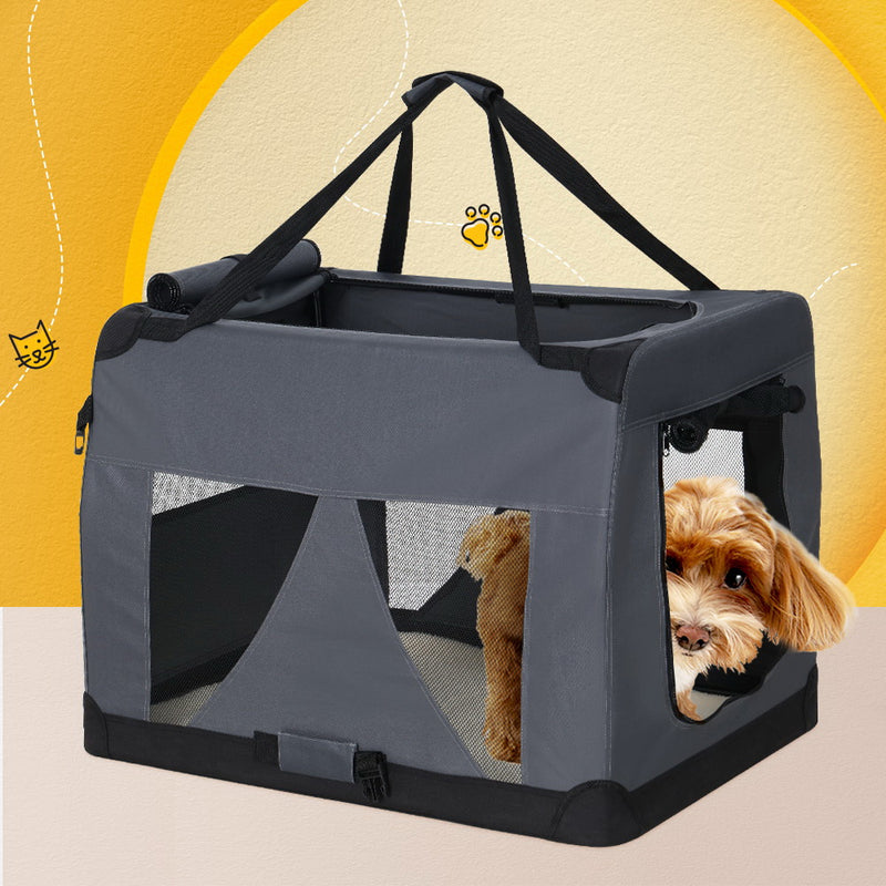 i.Pet Pet Carrier Soft Crate Dog Cat Travel 82x58CM Portable Foldable Car XL — image 8
