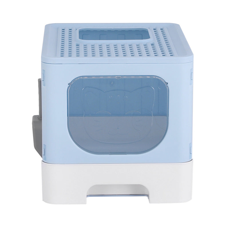 i.Pet Cat Litter Box Large Tray Kitty Toilet Enclosed Hooded Foldable Cat Litter Box Scoop Blue — image 3