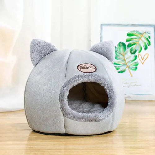 Soft Washable Cat House Bed, 36cm (Grey)