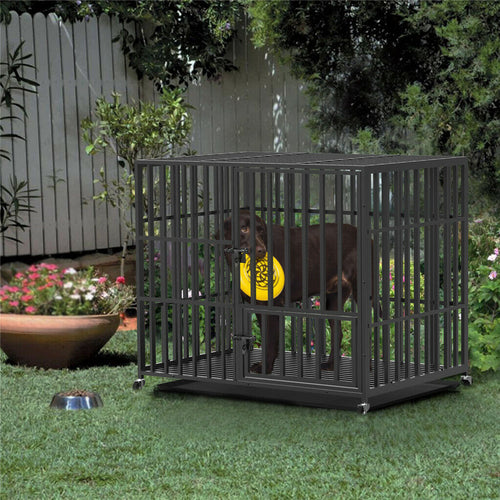 Heavy Duty Dog Cage Kennel on Wheels – 46in (XXL)