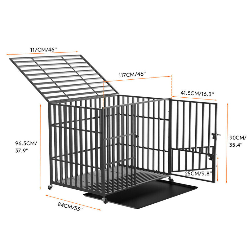 46 XXL Heavy Duty Dog Cage Jumbo Large Pet Kennel on Wheels — image 2