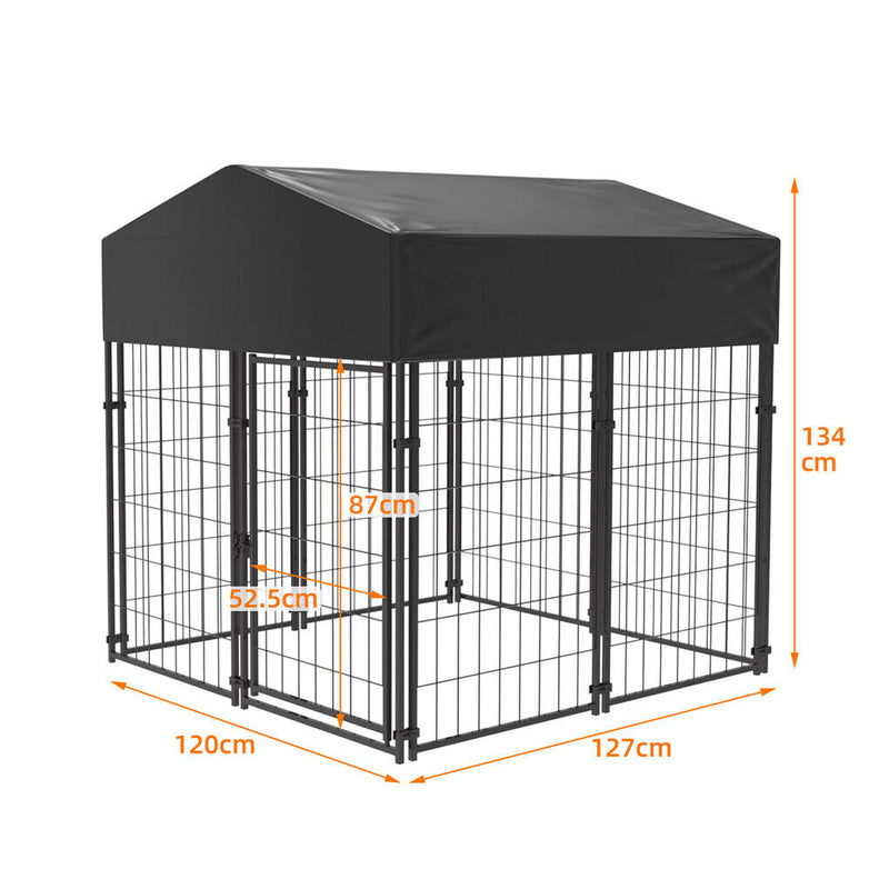 Outdoor Dog Kennel XS Pet Cage with Roof & Cover 127x120x134cm — image 5
