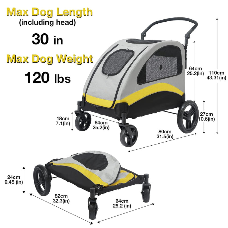 XL Dog Stroller Pet Pushchair Foldable Travel Cart — image 2