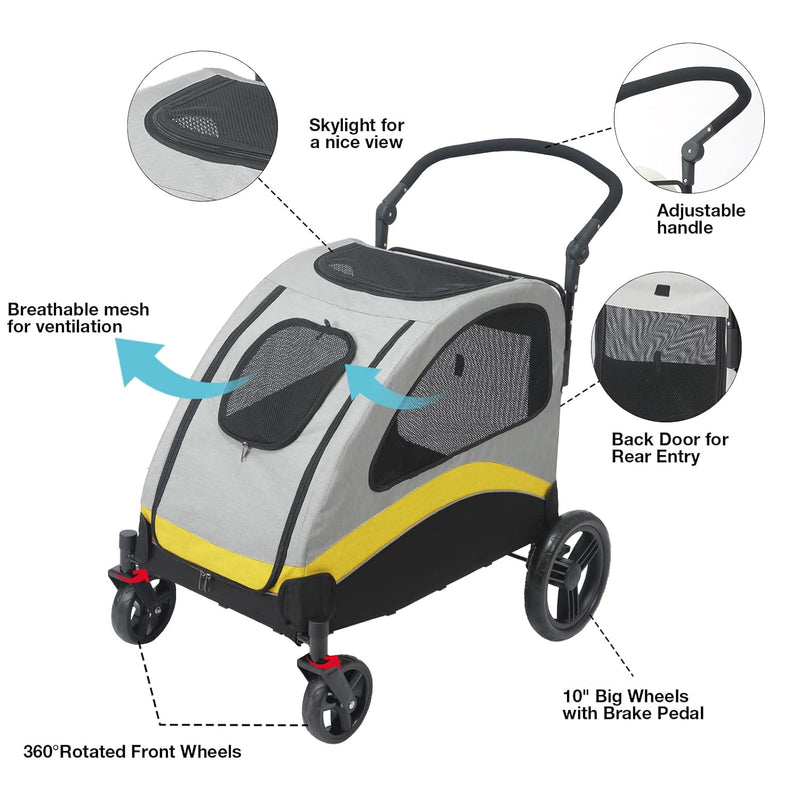 XL Dog Stroller Pet Pushchair Foldable Travel Cart — image 5