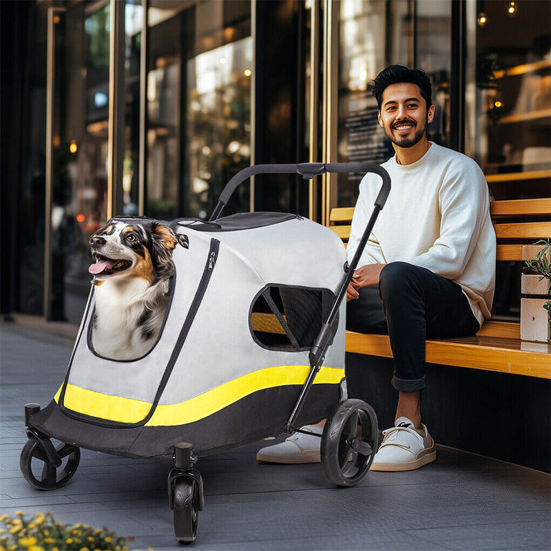 Dog Stroller w/ Rain Cover Foldable Pet Cart — image 2