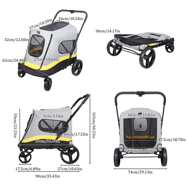 Dog Stroller w/ Rain Cover Foldable Pet Cart — image 3