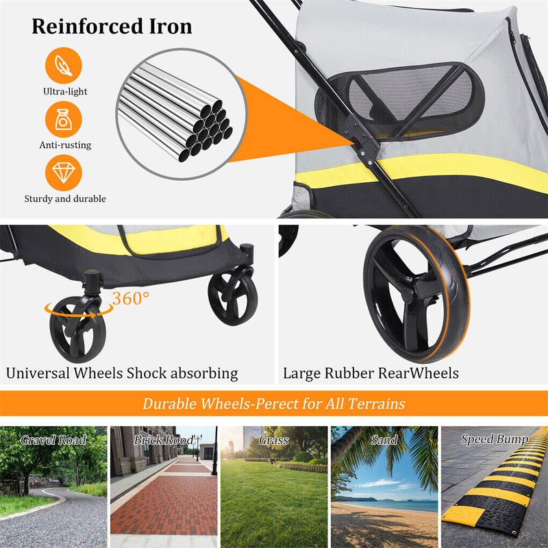Dog Stroller w/ Rain Cover Foldable Pet Cart — image 9
