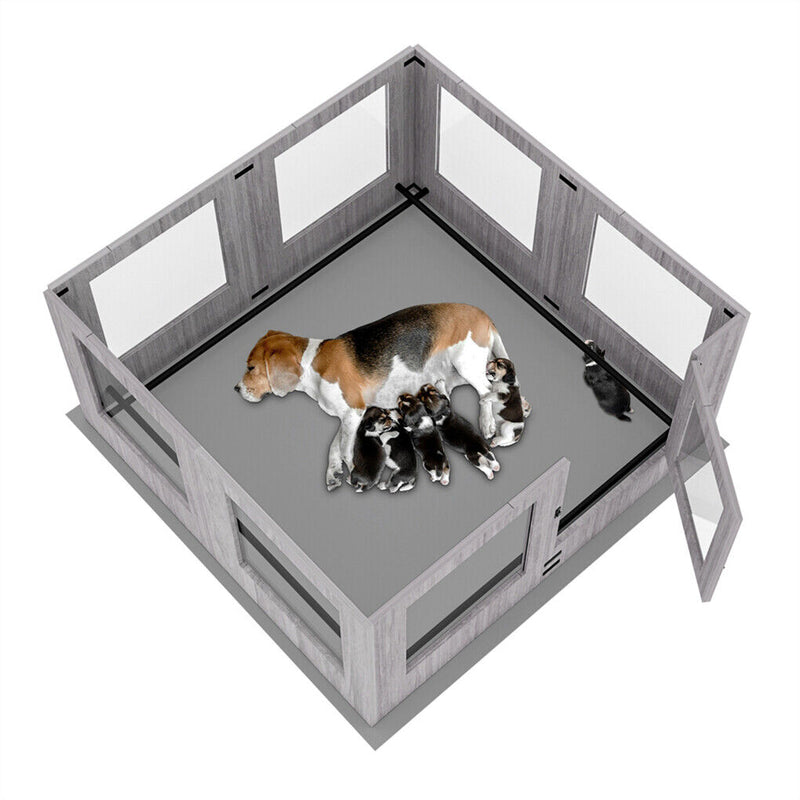 Dog Whelping Box 8 Panels Puppy Pen with Pad — image 4