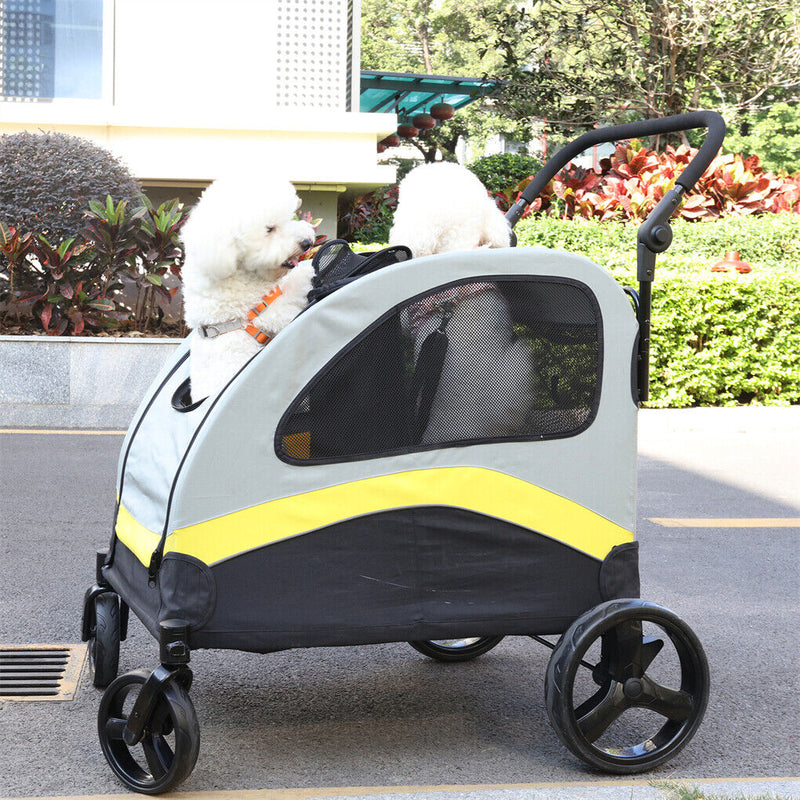 Dog Stroller w/ Divider, Foldable Pet Cart — image 2