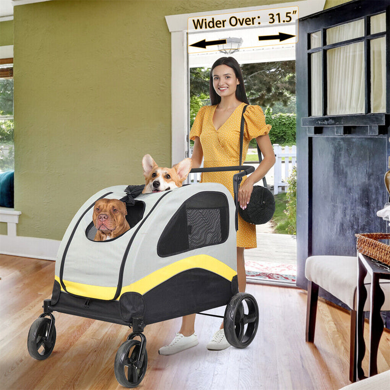 Dog Stroller w/ Divider, Foldable Pet Cart — image 3