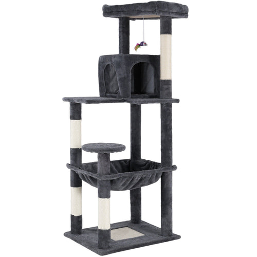 Multi-Level Cat Tower with Scratching Posts, 142cm (Dark Grey)