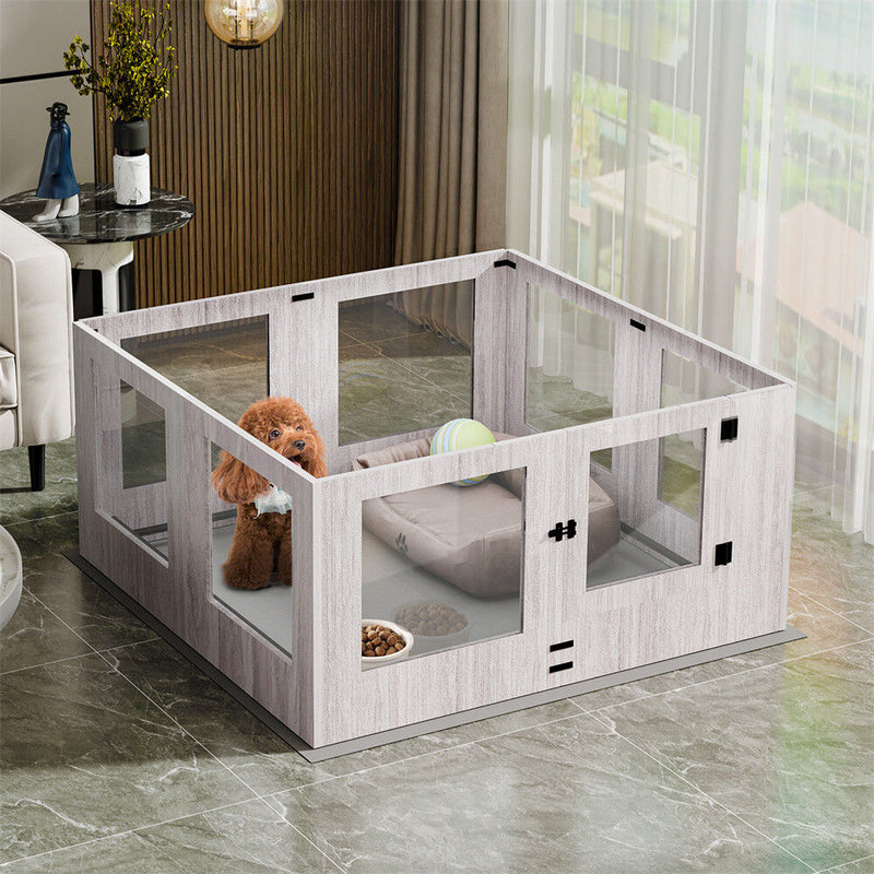 Indoor Dog Pen Tempered Glass Kennel w/ Pad — image 6