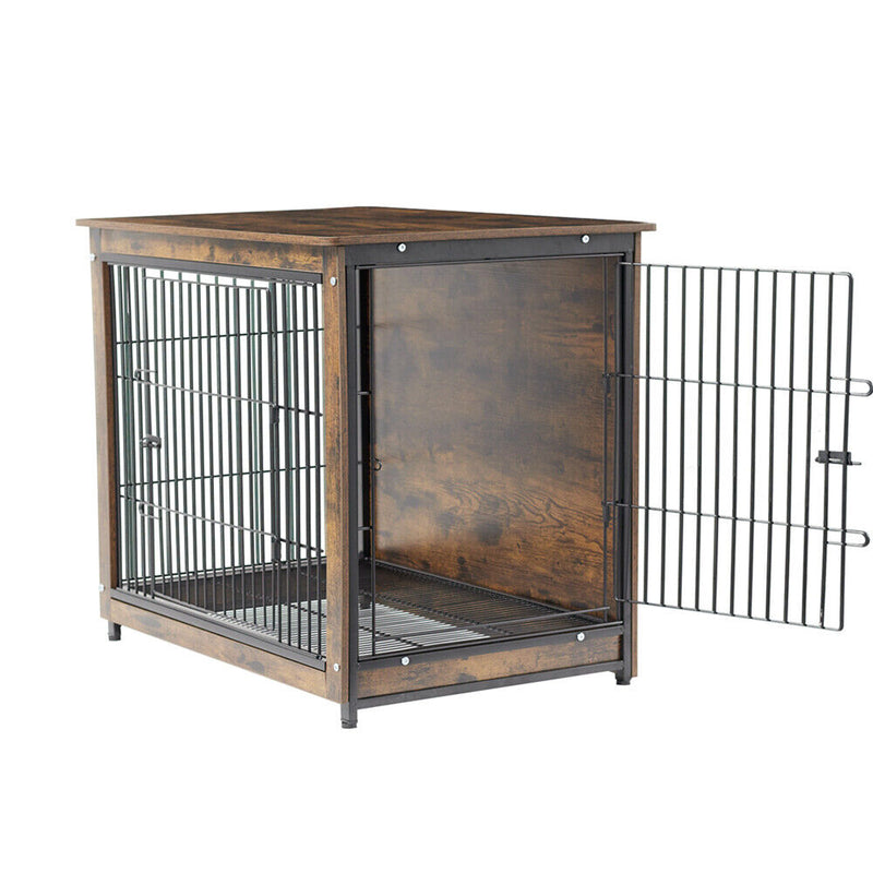 Small Wooden Dog Crate Indoor Kennel 63x51x59cm End Table Nightstand — image 4