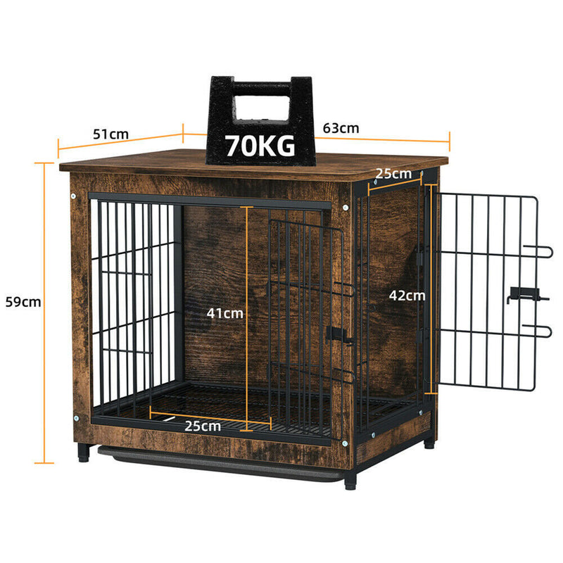 Small Wooden Dog Crate Indoor Kennel 63x51x59cm End Table Nightstand — image 5