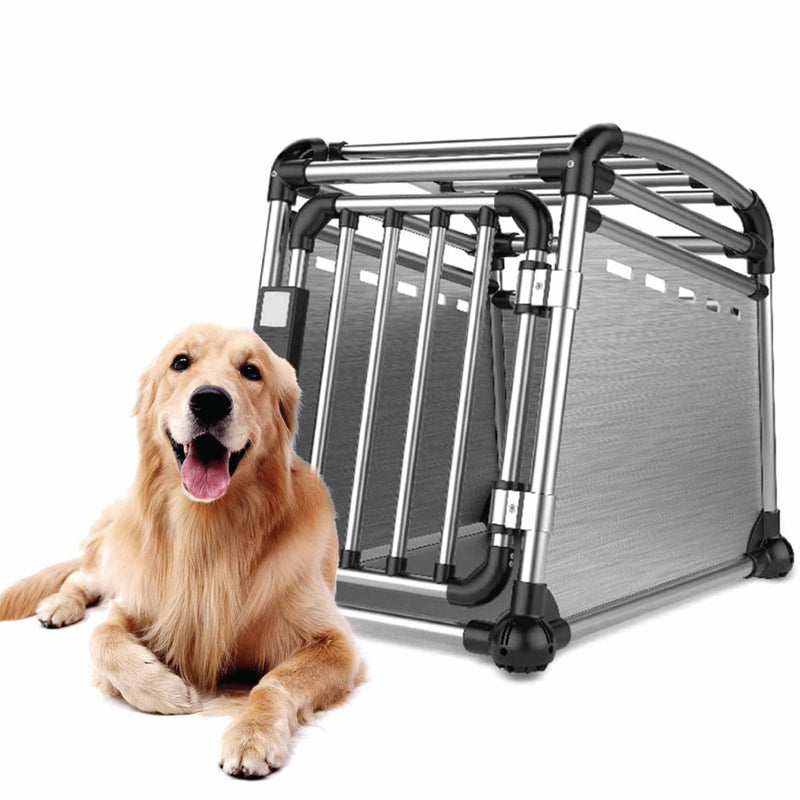 Aluminium Dog Travel Crate 56x65x77cm - Medium Pet Car Transport Cage Kennel Box — image 4