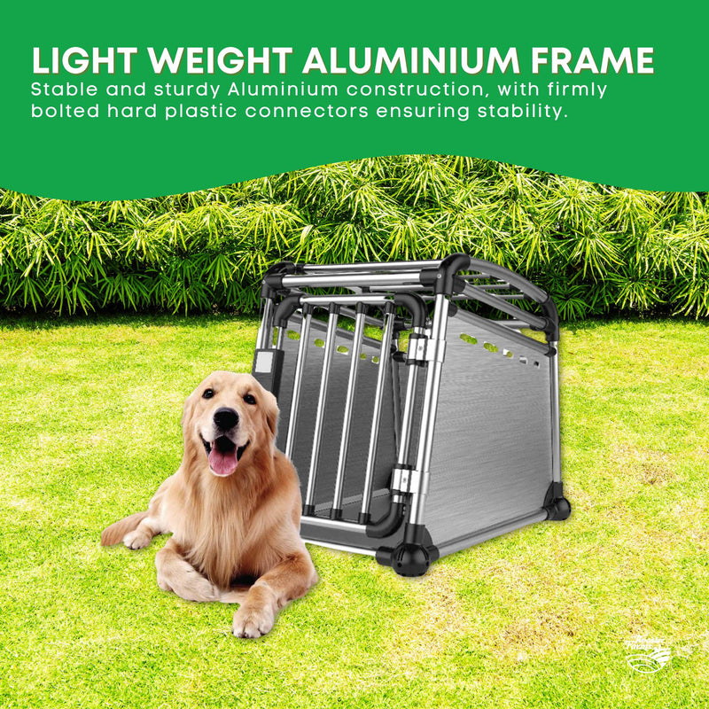 Aluminium Dog Travel Crate 63x68x88cm - Large Pet Car Transport Cage Kennel Box — image 4