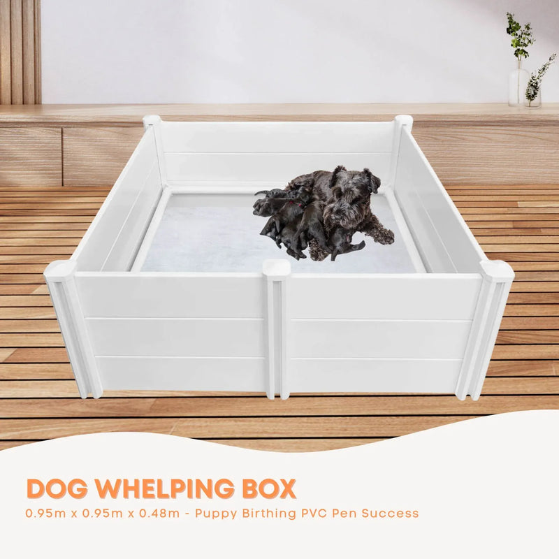 Rooster Farms 0.95m PVC Dog Whelping Box Puppy Birthing Pen - Anti-Crush Rail — image 2