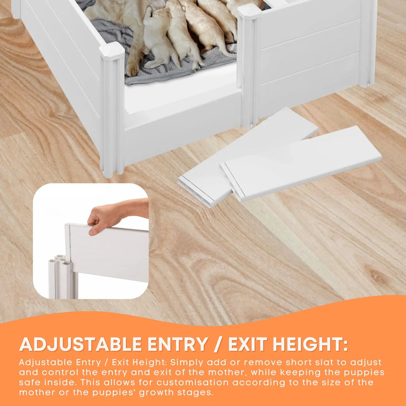 Rooster Farms 1.15m PVC Dog Whelping Box Puppy Birthing Pen - Anti-Crush Rail — image 6