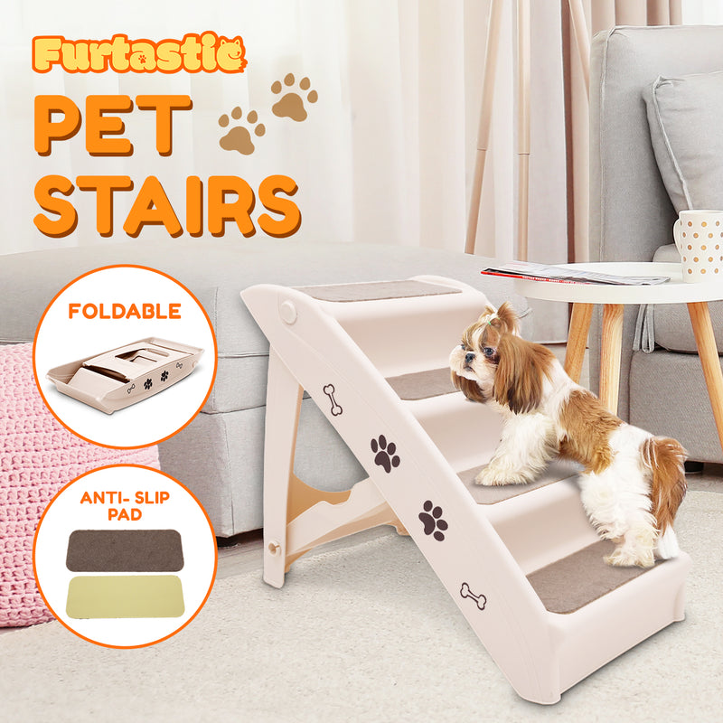 Furtastic Foldable Pet Stairs In White - 50cm Dog Ladder Cat Ramp — image 11