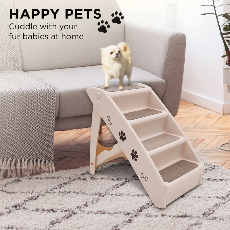 Furtastic Foldable Pet Stairs In White - 50cm Dog Ladder Cat Ramp — image 12