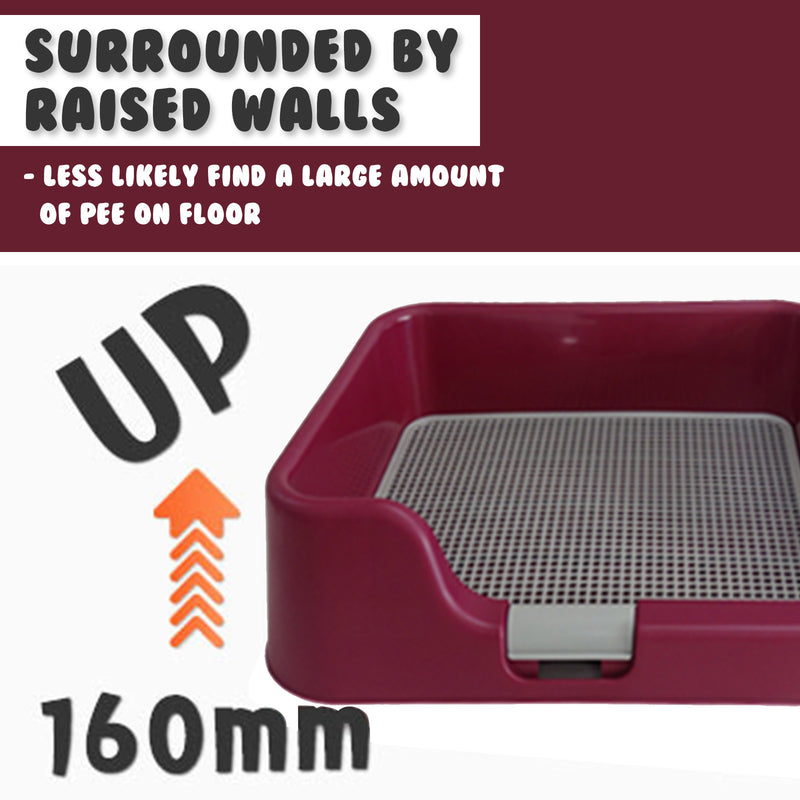 Dog Pet Potty Tray Training Toilet Raised Walls T1 WINE — image 3