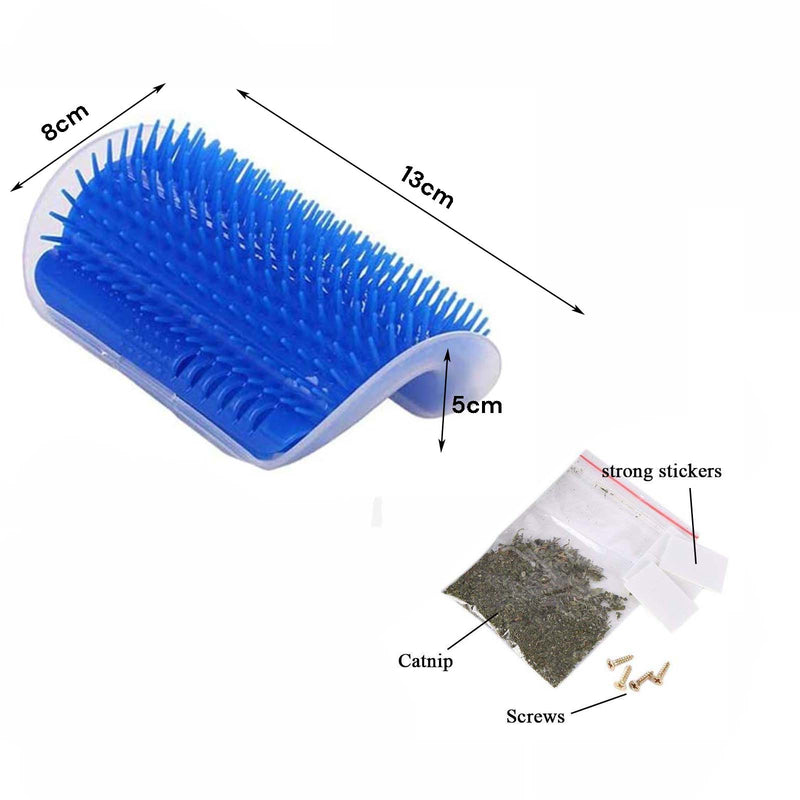 Cat Self Groomer Catnip  Dog Cat Toy Corner Groomer Wall Corner Scratcher Comb Grooming Massage Brush Blue — image 3