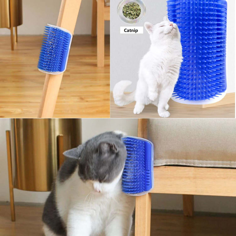 Cat Self Groomer Catnip  Dog Cat Toy Corner Groomer Wall Corner Scratcher Comb Grooming Massage Brush Blue — image 5