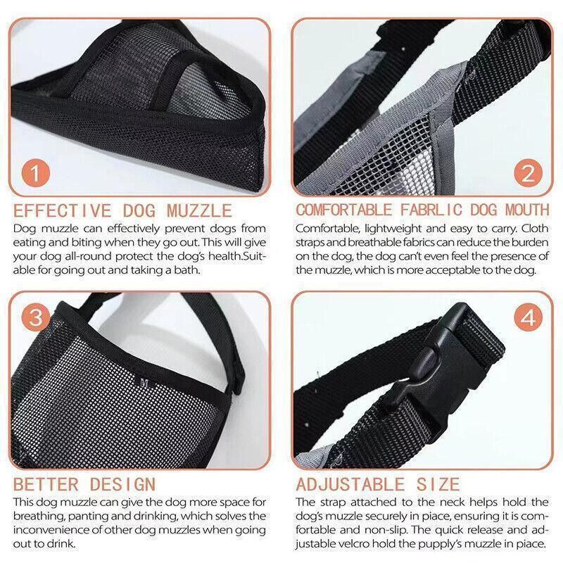 Adjustable Dog Muzzle – Anti-Bite & Anti-Chew, Grey (XL) — image 12