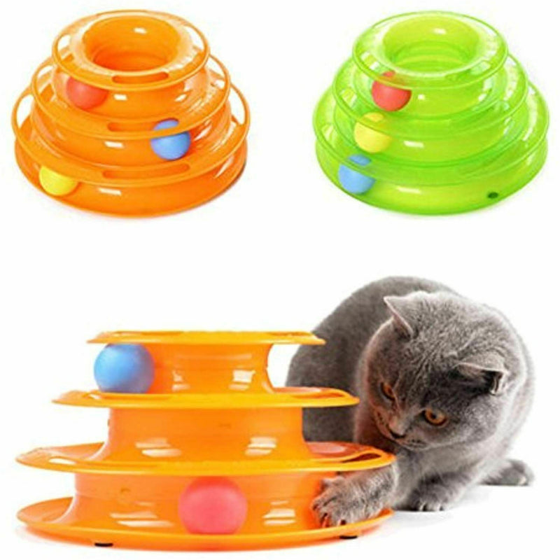 Funny Cat Toy Plastic Tower Interactive Track Ball Playing Game - Assorted Colours — image 2