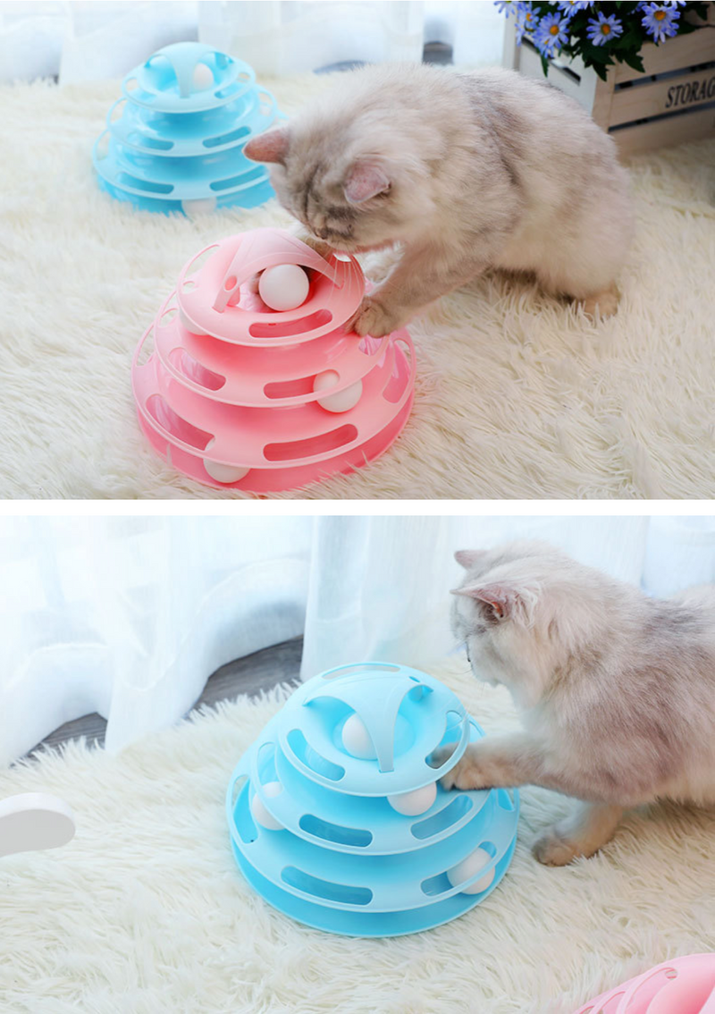 Funny Cat Toy Plastic Tower Interactive Track Ball Playing Game - Assorted Colours — image 12