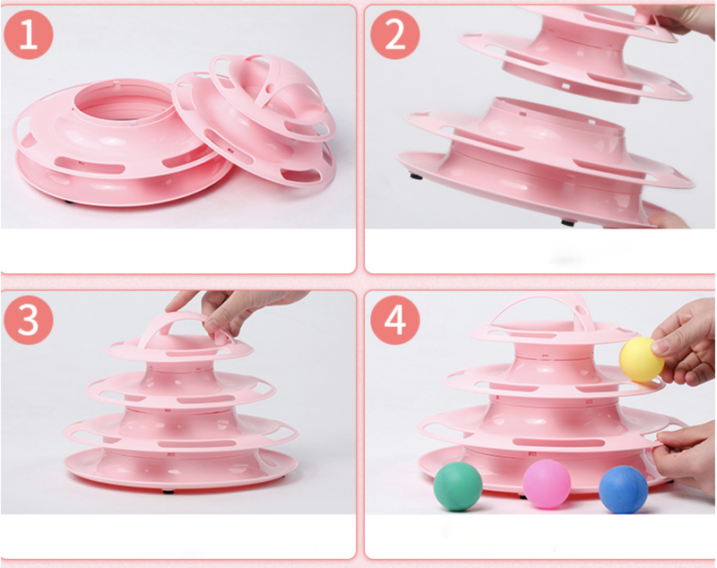 Funny Cat Toy Plastic Tower Interactive Track Ball Playing Game - Assorted Colours — image 13