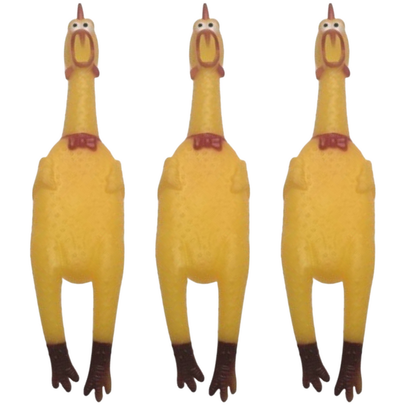 3x SHRILLING CHICKEN Dog Chew Screaming Toy Squeeze Sound Funny Rubber Pet — image 2