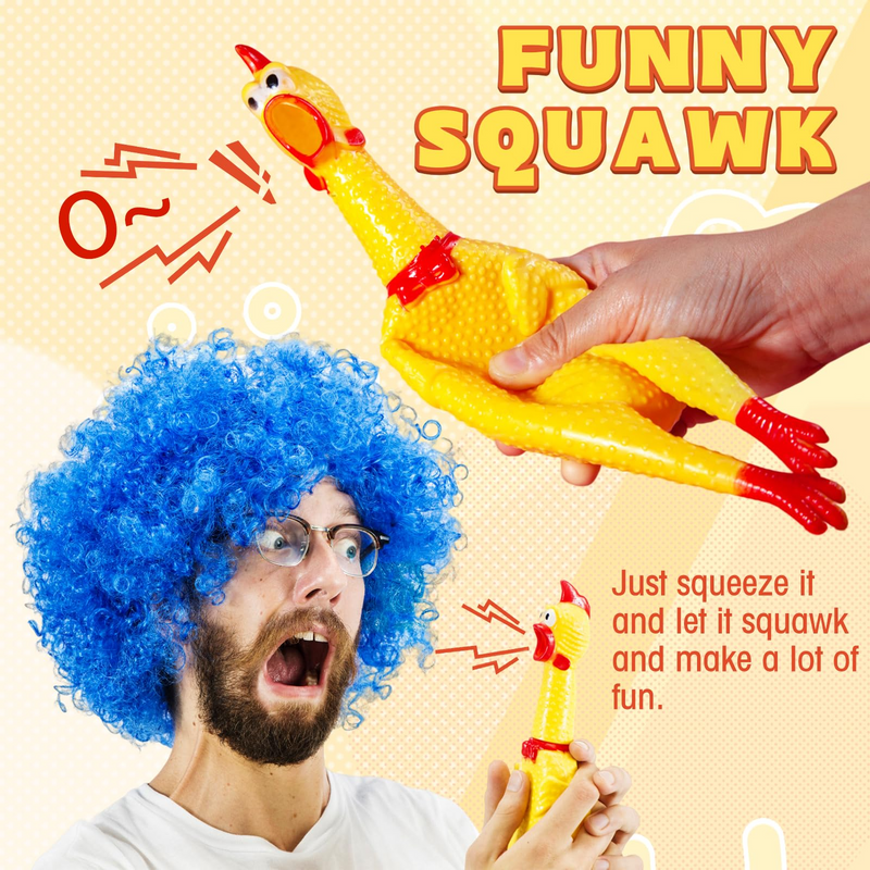 3x SHRILLING CHICKEN Dog Chew Screaming Toy Squeeze Sound Funny Rubber Pet — image 5