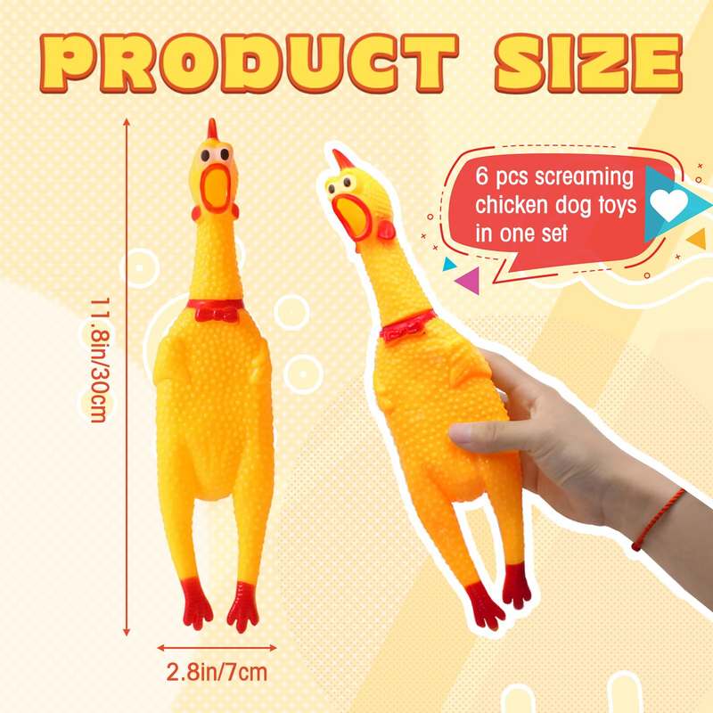 3x SHRILLING CHICKEN Dog Chew Screaming Toy Squeeze Sound Funny Rubber Pet — image 6