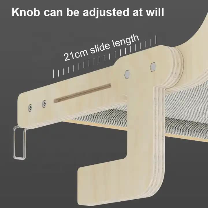 Wall-Mounted Cat Hammock Bed- Wooden Frame, Comfortable and Space-Saving Design for Pets — image 2