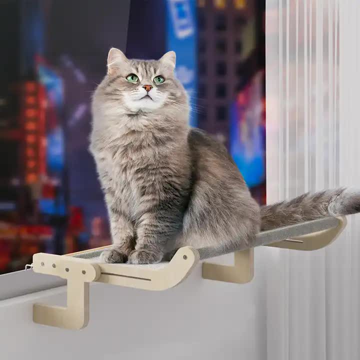 Wall-Mounted Cat Hammock Bed- Wooden Frame, Comfortable and Space-Saving Design for Pets — image 4