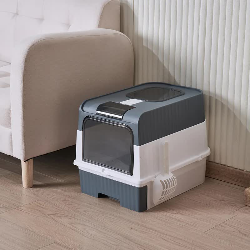 Large Enclosed Cat Litter Box with Drawer and Scoop - Odor Control, Removable Tray, Easy Clean Design — image 2
