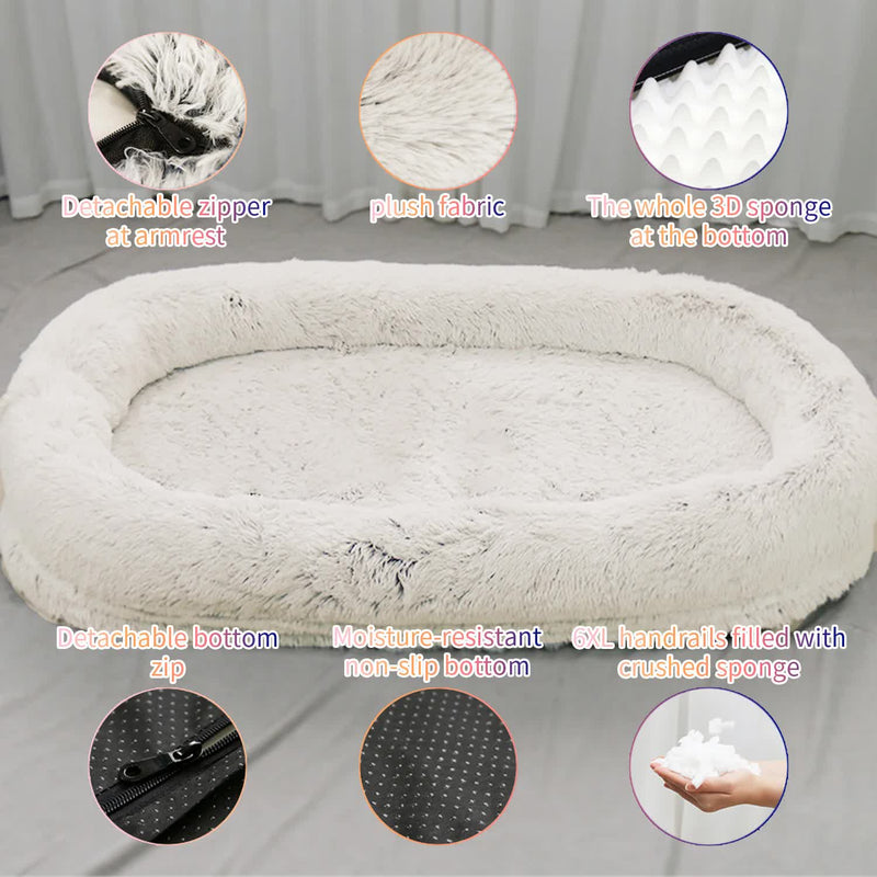 Fluffy Donut-Shaped Pet Bed- Soft, Cozy, and Anti-Anxiety for Dogs and Cats, Machine Washable  Black Size:M 75*55*18cm — image 3