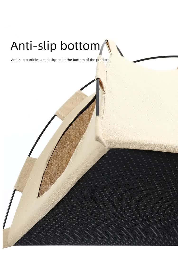 Outdoor Cat House,Pet Tent -Windproof and Dustproof Shelter for Small Pets, Apricot, Size: M  40*40*37cm — image 5