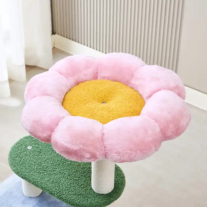 Floral Cat Tree with Cozy Hideaway and Scratching Posts (50x38x90 cm) — image 3