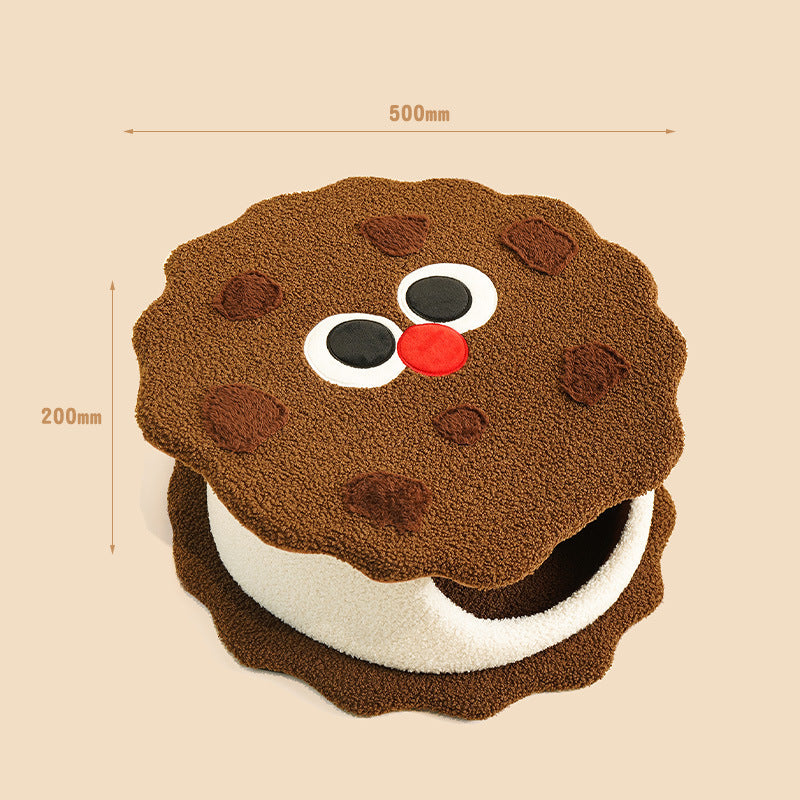 Adorable Cookie-Shaped Cat Bed - Cozy and Playful Pet Hideout (50x20 cm) — image 5