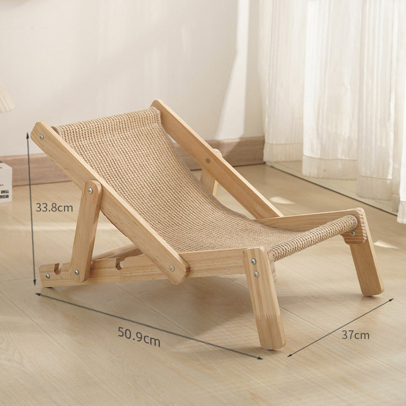 Adjustable Wooden Cat Lounge Chair - Comfortable Woven Hammock for Cats — image 5